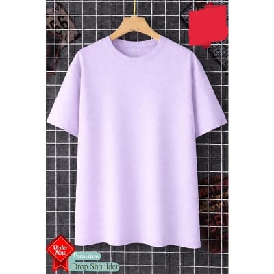 Picture of Trendy Drop Shoulder T-Shirt-Clothing Size-M, Color-Lavender
