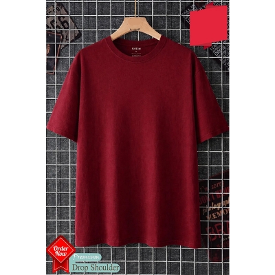 Picture of Trendy Drop Shoulder T-Shirt-Clothing Size-M, Color-Maroon