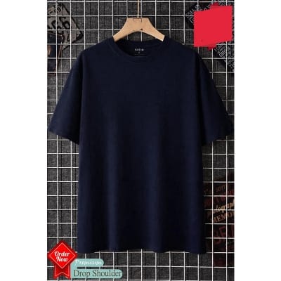 Picture of Trendy Drop Shoulder T-Shirt-Clothing Size-M, Color-Navy
