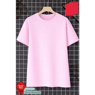 Picture of Trendy Drop Shoulder T-Shirt-Clothing Size-M, Color-Pink
