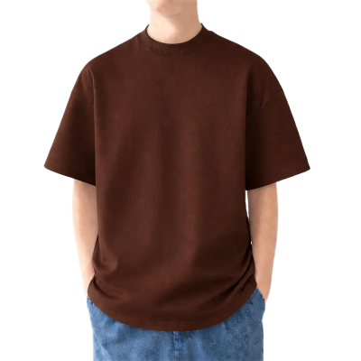 Picture of Trendy Drop Shoulder T-Shirt-Clothing Size-M, Color-Coffee