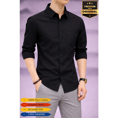 Picture of Premium Oxford Cotton Shirt-Clothing Size-M, Color-Black