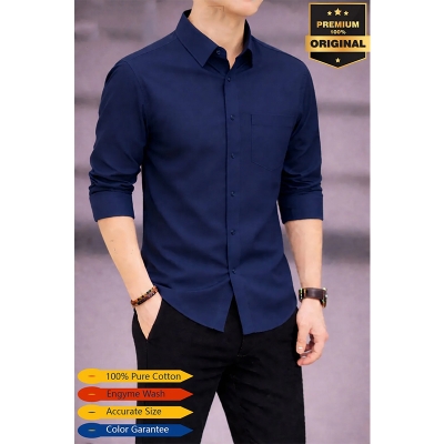 Picture of Premium Oxford Cotton Shirt-Clothing Size-M, Color-Navy