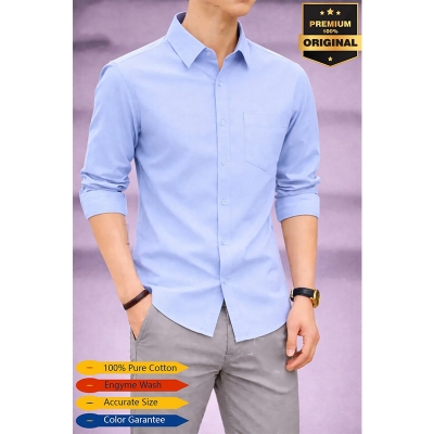 Picture of Premium Oxford Cotton Shirt-Clothing Size-M, Color-Sky