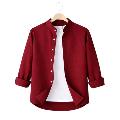 Picture of Premium Band Collar Shirt-Clothing Size-M, Color-Maroon