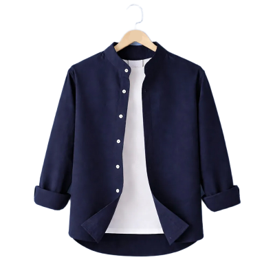 Picture of Premium Band Collar Shirt-Clothing Size-M, Color-Navy