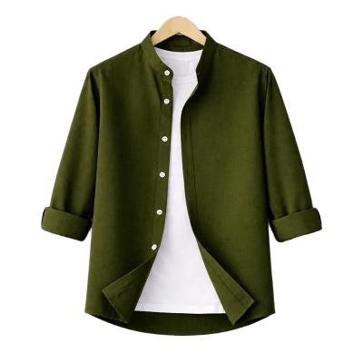 Picture of Premium Band Collar Shirt-Clothing Size-M, Color-Olive