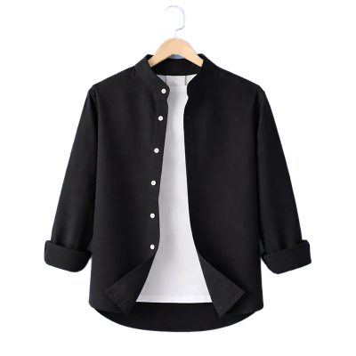 Picture of Premium Band Collar Shirt-Clothing Size-M, Color-Black