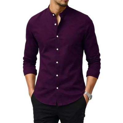 Picture of Premium Band Collar Shirt-Clothing Size-M, Color-Black