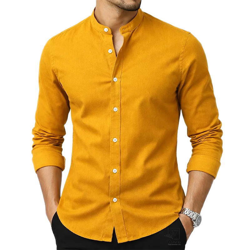 Picture of Premium Band Collar Shirt-Clothing Size-M, Color-Black