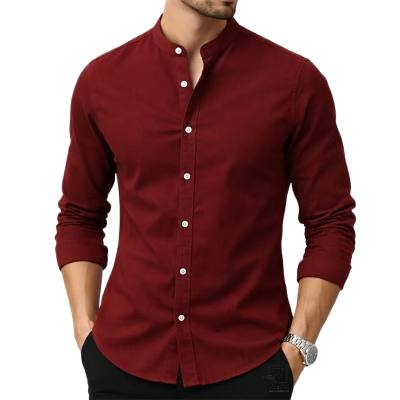 Picture of Premium Band Collar Shirt-Clothing Size-M, Color-Black