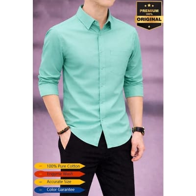 Picture of Premium Oxford Cotton Shirt-Clothing Size-M, Color-Olive