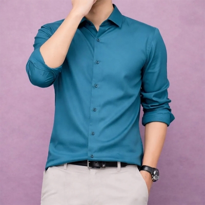 Picture of China Fabric Men’s Shirt — Smart Look, Zero Iron Hassle!-Clothing Size-M, Color-Olive