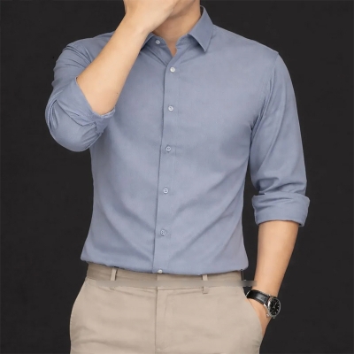 Picture of China Fabric Men’s Shirt — Smart Look, Zero Iron Hassle!-Clothing Size-M, Color-ASH