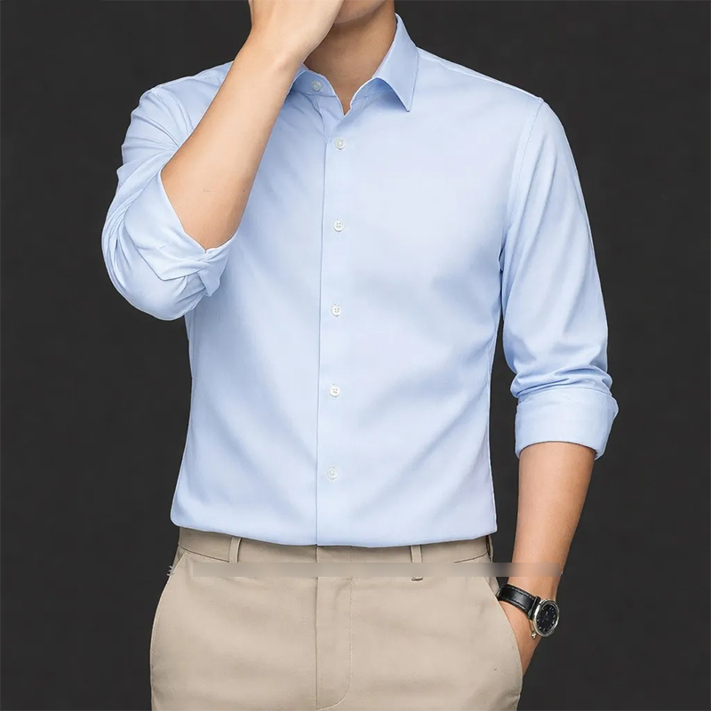 Picture of China Fabric Men’s Shirt — Smart Look, Zero Iron Hassle!-Clothing Size-M, Color-Petrol Blue
