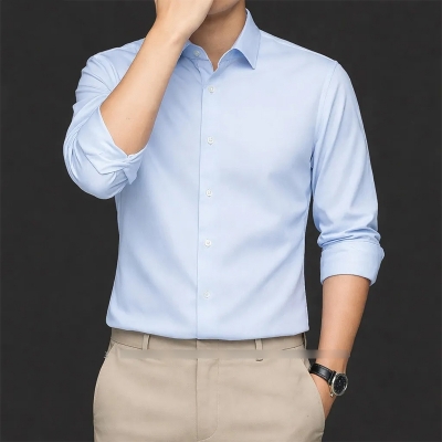 Picture of China Fabric Men’s Shirt — Smart Look, Zero Iron Hassle!-Clothing Size-M, Color-Petrol Blue