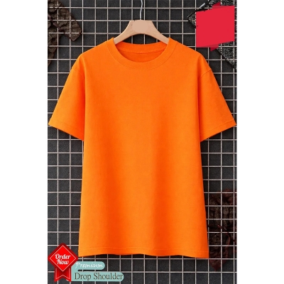 Picture of Trendy Drop Shoulder T-Shirt-Clothing Size-M, Color-Orange