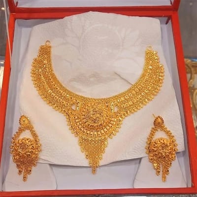 Picture of International Grated Gold Plated Necklace Jewellery Necklace Set For girls – necklace