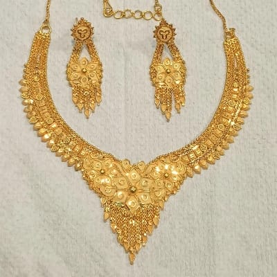Picture of International Grated Gold Plated Necklace Jewellery Necklace Set For Women