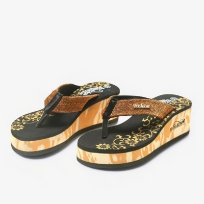 Picture of Ladies Fashion Slip-On Flip Flop Sandals - Casual Artificial Leather Black