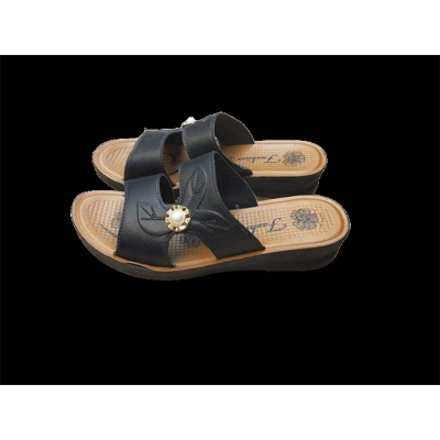 Picture of Artificial Leather Casual Heel Sandal For Women Black