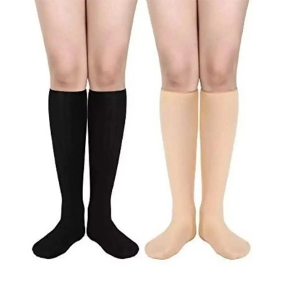 Picture of Skin and Black Colour Long Socks Pa Muja For Women (2pair) Multicolor