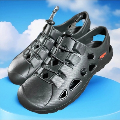 Picture of New Fashionable Solid Black Slides Slipper For Man Black