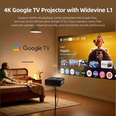 Picture of AUN U001 Pro Projector Full HD 1920x1080P 4K Support Genuine Android TV 14 Widevine L1 Gemini AI Home Theater