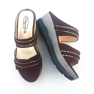 Picture of Exclusive High Heeled Ladies Sandals Shoe For Women Coffee