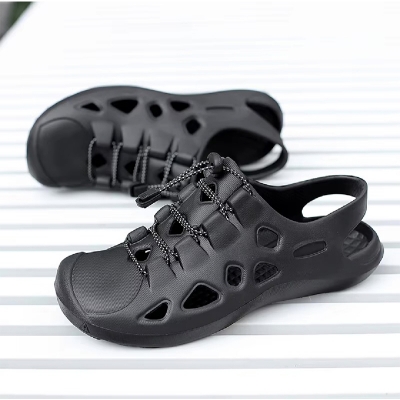Picture of New Fashionable Solid Black Slides Slipper For Man Black