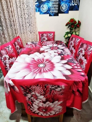 Picture of 3D Print Premium Dining Table Cloth & Chiar Cover Set 7 in 1 TC-210