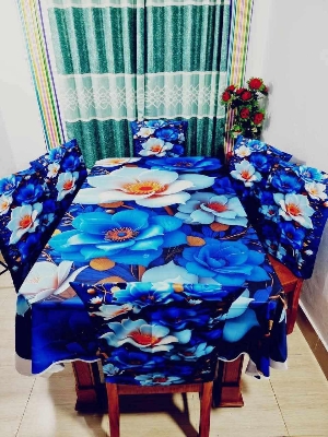 Picture of 3D Print Premium Dining Table Cloth & Chiar Cover Set 7 in 1 TC-211