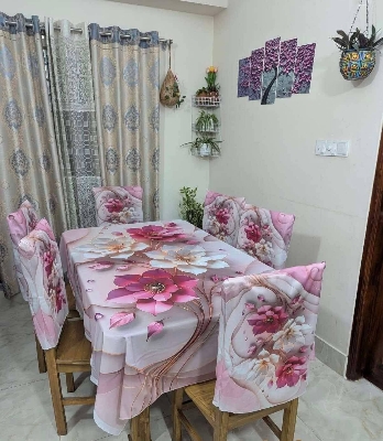 Picture of 3D Print Premium Dining Table Cloth & Chiar Cover Set 7 in 1 TC-215