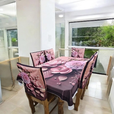 Picture of 3D Print Premium Dining Table Cloth & Chiar Cover Set 7 in 1 TC-219