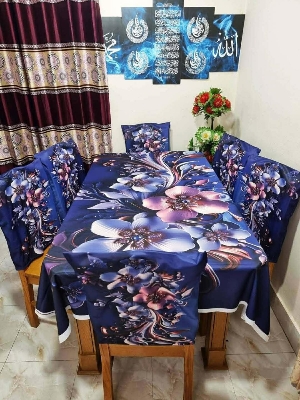 Picture of 3D Print Premium Dining Table Cloth & Chiar Cover Set 7 in 1 TC-221