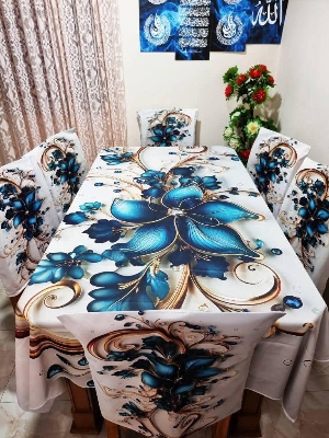 Picture of 3D Print Premium Dining Table Cloth & Chiar Cover Set 7 in 1 TC-222