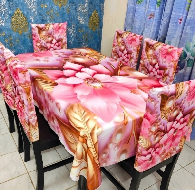 Picture of 3D Print Premium Dining Table Cloth & Chiar Cover Set 7 in 1 TC-225