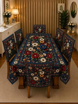 Picture of 3D Print Premium Dining Table Cloth & Chiar Cover Set 7 in 1 TC-253