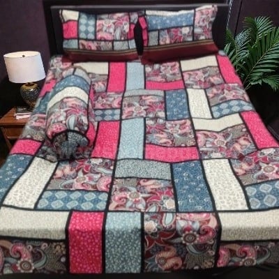 Picture of King Size Twil Fabric Cotton Bedsheet with Side pillow Cover BT-477
