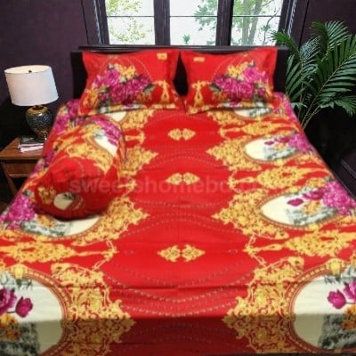Picture of King Size Twil Fabric Cotton Bedsheet with Side pillow Cover BT-478