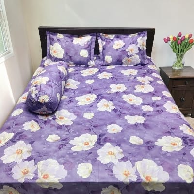 Picture of King Size Twil Fabric Cotton Bedsheet with Side pillow Cover BT-481