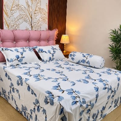 Picture of King Size Twil Fabric Cotton Bedsheet with Side pillow Cover BT-482