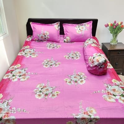 Picture of King Size Twil Fabric Cotton Bedsheet with Side pillow Cover BT-484