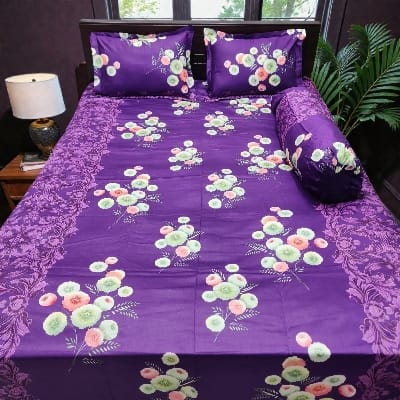 Picture of King Size Twil Fabric Cotton Bedsheet with Side pillow Cover BT-489