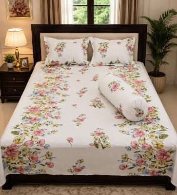 Picture of King Size Twil Fabric Cotton Bedsheet with Side pillow Cover BT-490
