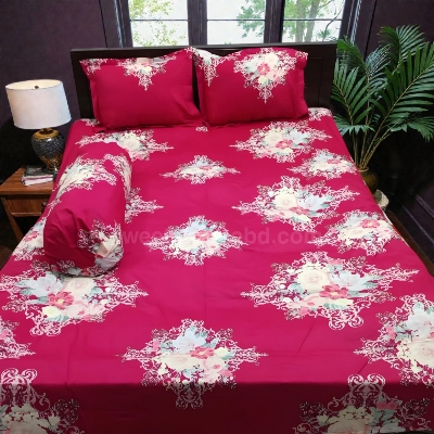 Picture of King Size Twil Fabric Cotton Bedsheet with Side pillow Cover BT-494