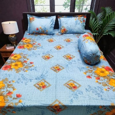Picture of King Size Twil Fabric Cotton Bedsheet with Side pillow Cover BT-495