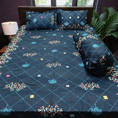 Picture of King Size Twil Fabric Cotton Bedsheet with Side pillow Cover BT-498