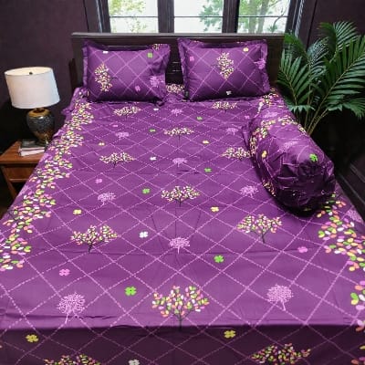 Picture of King Size Twil Fabric Cotton Bedsheet with Side pillow Cover BT-499