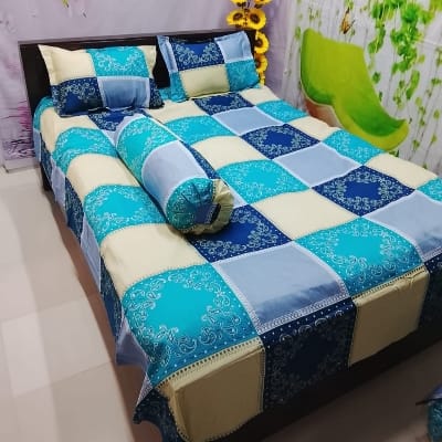 Picture of King Size Twil Fabric Cotton Bedsheet with Side pillow Cover BT-502